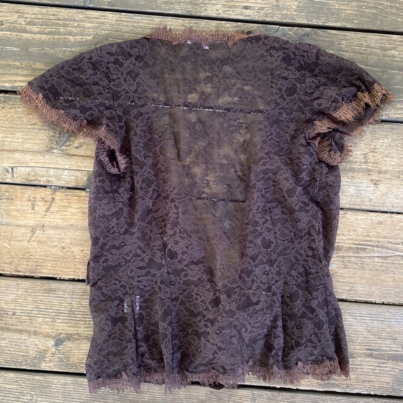 Rebecca Taylor Short Sleeve Sheer Lace Top - Picture 11 of 12